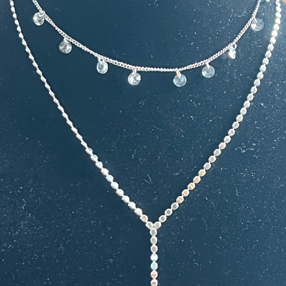 WHBM NEW&TAG Chocker withCrystals& Cascading Lariat Y shaped Beautiful Necklace